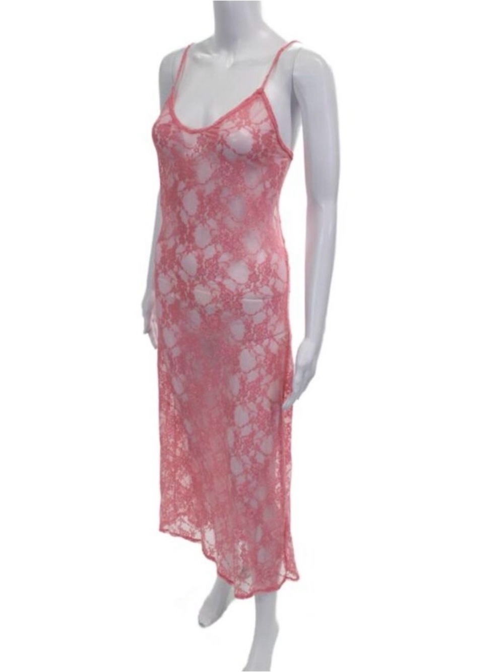 Bella Venice Women Sleeveless V-Neck Floral Midi Dress Pink Polyester Size M